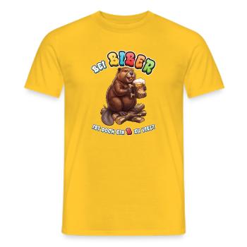 Bier Spruch lustig - Bei Biber ist ein B zu viel - Männer T-Shirt - Gelb - Vorne - AI Model Male 178 dark (178cm)