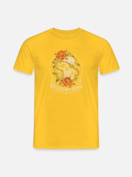 Schädel mit Rosenranke - Männer T-Shirt - Gelb