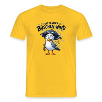 Dat is nur'n büschen Wind – Möwe Nordsee Küste - Männer T-Shirt - Gelb - Vorne - AI Model Male 178 dark (178cm)