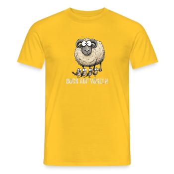 Lustiger Schafsbock: Bock auf Vögeln - Männer T-Shirt - Gelb - Vorne - AI Model Male 178 dark (178cm)