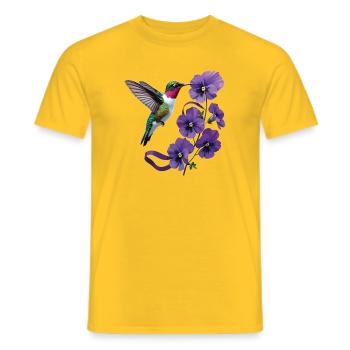Kolibri-Purpurblumen und Bandstütze - Männer T-Shirt - Gelb - Vorne - AI Model Male 178 dark (178cm)