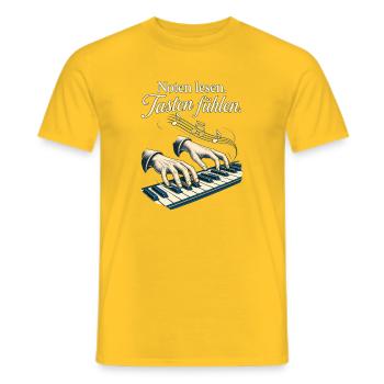 Pianist Keyboarder Klavierspieler Noten Tasten - Männer T-Shirt - Gelb - Vorne - AI Model Male 178 dark (178cm)