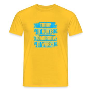 It hurts Physiotherapie Physio Physiotherapeut - Männer T-Shirt - Gelb - Vorne - AI Model Male 178 dark (178cm)