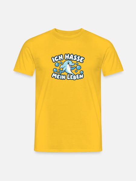 Delfin mit absurdem Lebensmotto - Männer T-Shirt - Gelb