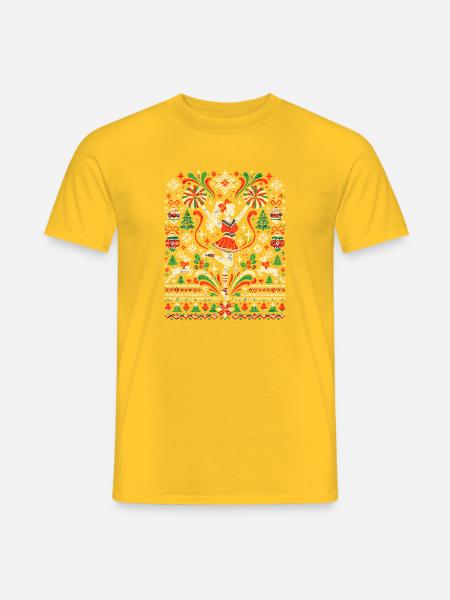 Tanzpaar Weihnachtsstrick Muster - Männer T-Shirt - Gelb