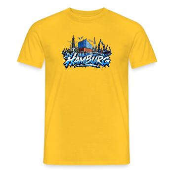 Hamburg Skyline Graffiti - Männer T-Shirt - Gelb - Vorne - AI Model Male 178 dark (178cm)