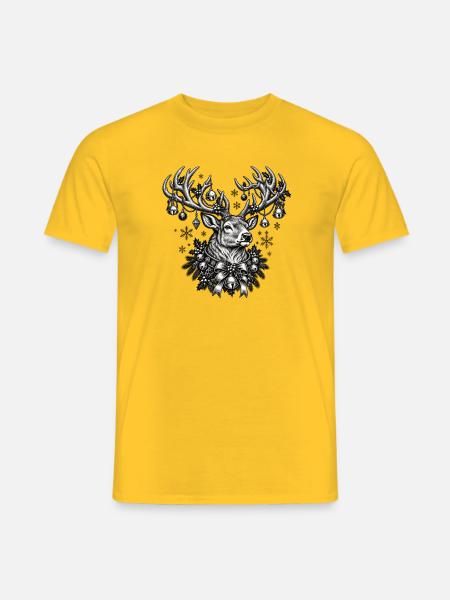 Rentier mit Schmuckkrone - Männer T-Shirt - Gelb