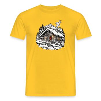 Winterhüttenzauber im Schnee - Männer T-Shirt - Gelb - Vorne - AI Model Male 178 dark (178cm)