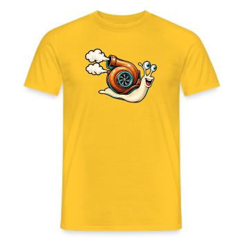 Turbo-Schnecken-Zeichentrickmotor - Männer T-Shirt - Gelb - Vorne - AI Model Male 178 dark (178cm)