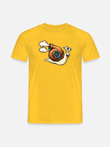 Turbo-Schnecken-Zeichentrickmotor - Männer T-Shirt - Gelb