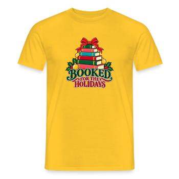 Für die Feiertage gebucht: Weihnachtsbücher - Männer T-Shirt - Gelb - Vorne - AI Model Male 178 dark (178cm)