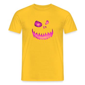Schiefes Monstergesicht Pink-Orange - Halloween - Männer T-Shirt - Gelb - Vorne - AI Model Male 178 dark (178cm)