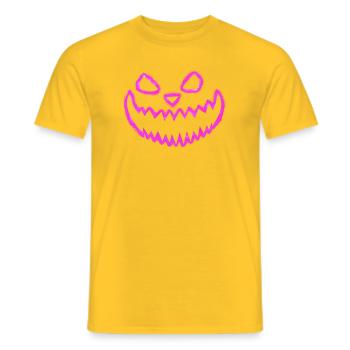 Kürbisgesicht Umriss Pink - Neon Halloween - Männer T-Shirt - Gelb - Vorne - AI Model Male 178 dark (178cm)