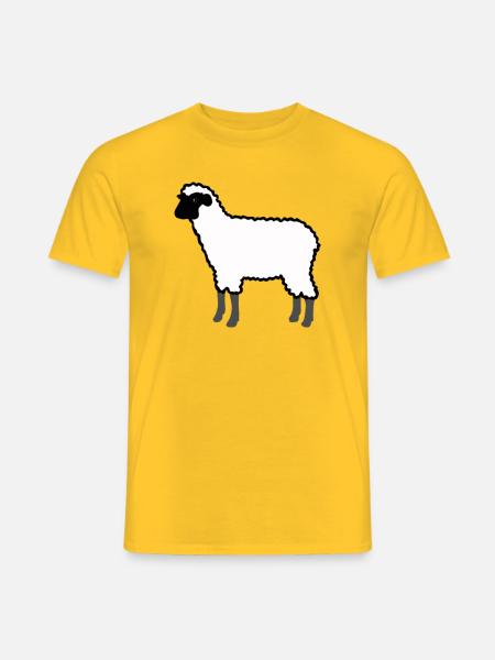 Weißes Schaf Silhouette auf Schwarz - Männer T-Shirt - Gelb