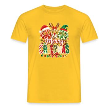 Merry Christmas: Glitzernde Elfen-Trio - Männer T-Shirt - Gelb - Vorne - AI Model Male 178 dark (178cm)