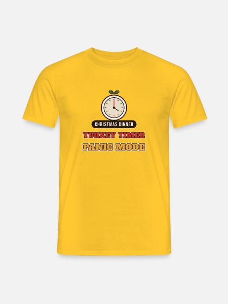 Weihnachtsessen: Truthahn-Timer Panikmodus - Männer T-Shirt - Gelb