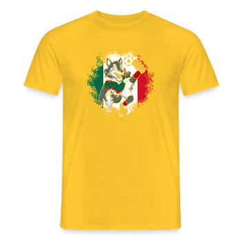 Mexican Mexico Soccer Dog Wolf - Männer T-Shirt - Gelb - Vorne - AI Model Male 178 dark (178cm)