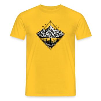 Mountain Soul – Berge, Wald & Natur in Schwarz-Wei - Männer T-Shirt - Gelb - Vorne - AI Model Male 178 dark (178cm)
