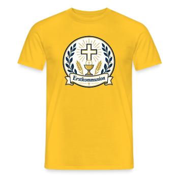 Erstkommunion Kreuz Kelch Emblem - Männer T-Shirt - Gelb - Vorne - AI Model Male 178 dark (178cm)
