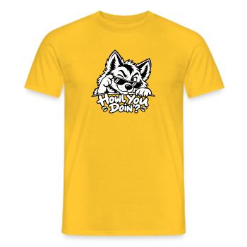 Wie geht's dir? - Lustiger cooler Wolf - Männer T-Shirt - Gelb - Vorne - AI Model Male 178 dark (178cm)