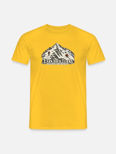 Earn Your Turns – Skitour & Powder - Männer T-Shirt - Gelb