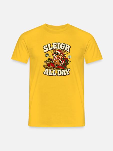 Rentier Sleigh All Day Weihnachtsedition - Männer T-Shirt - Gelb