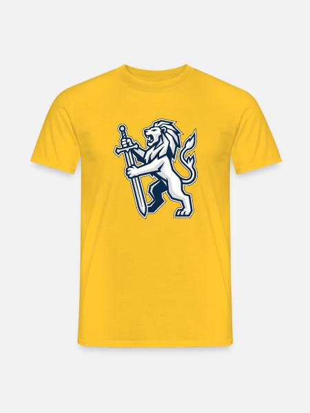 Heraldischer Löwe mit Schwert - Männer T-Shirt - Gelb