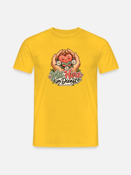 Mit Herz im Dienst - Männer T-Shirt - Gelb