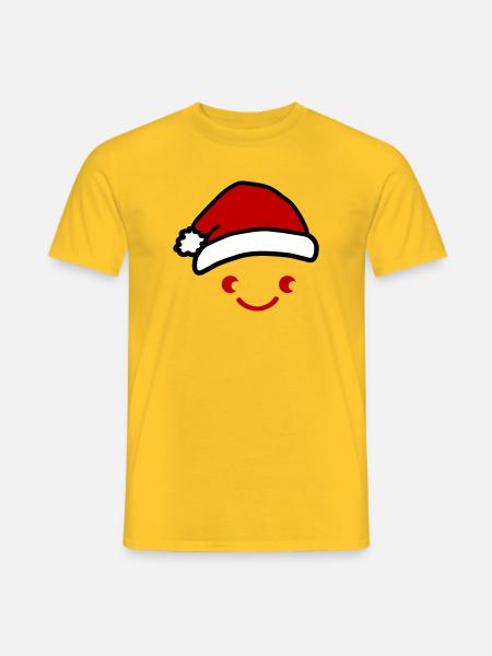Fröhliches Santa-Gesichtshut - Männer T-Shirt - Gelb