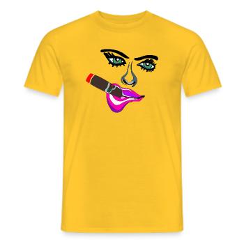 Neon Lippen Pop-Art Zigarre - Männer T-Shirt - Gelb - Vorne - AI Model Male 178 dark (178cm)
