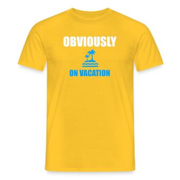 Offensichtlich im Urlaub auf Palm Island - Männer T-Shirt - Gelb - Vorne - AI Model Male 178 dark (178cm)