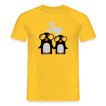 penguins fallen in love - pinguine - Männer T-Shirt - Gelb - Vorne - AI Model Male 178 dark (178cm)