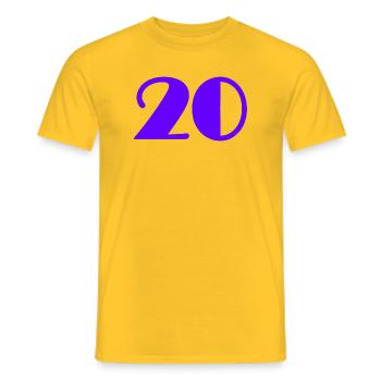 20. 20 ANS. 20e ANNIVERSAIRE. ANNIVERSAIRE 20 ANS. - T-shirt homme - jaune - Devant - AI Model Male 178 dark (178cm)