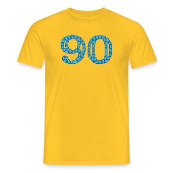 90. 90 ANS. 90e ANNIVERSAIRE. ANNIVERSAIRE 90 ANS. - T-shirt homme - jaune - Devant - AI Model Male 178 dark (178cm)
