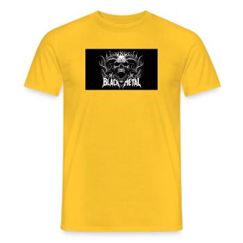 Skull Fire Black Metal Motif - Men's T-Shirt - yellow - Front - AI Model Male 178 dark (178cm)