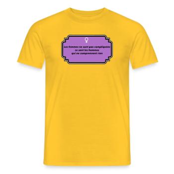 Message of feminism and female freedom - Men's T-Shirt - yellow - Front - AI Model Male 178 dark (178cm)