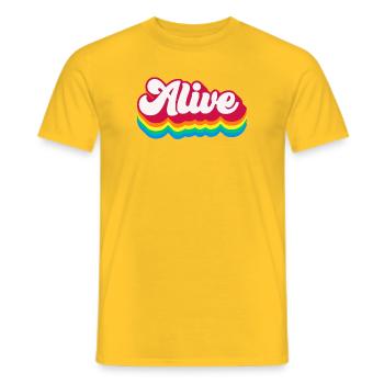 Alive - Retro Rainbow 70s - Men's T-Shirt - yellow - Front - AI Model Male 178 dark (178cm)