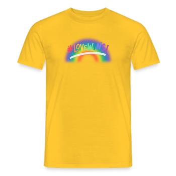 Liebe gewinnt Regenbogen - Männer T-Shirt - Gelb - Vorne - AI Model Male 178 dark (178cm)