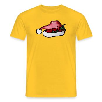 Crimson Lip Weihnachtsmannhut-Kunstwerk - Männer T-Shirt - Gelb - Vorne - AI Model Male 178 dark (178cm)