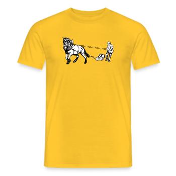 Holzrücker with horse - Men's T-Shirt - yellow - Front - AI Model Male 178 dark (178cm)