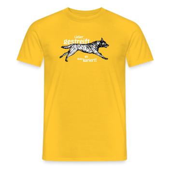 Better striped than small-minded - white - Men's T-Shirt - yellow - Front - AI Model Male 178 dark (178cm)