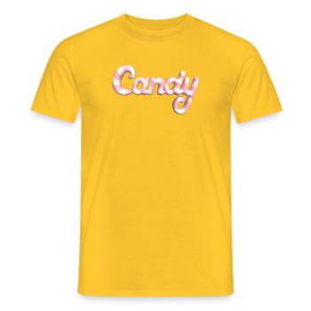 Candy Lettering – 3D Render Candy Style - Men's T-Shirt - yellow - Front - AI Model Male 178 dark (178cm)