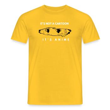 It’s not a cartoon – Anime Fan Art - Men's T-Shirt - yellow - Front - AI Model Male 178 dark (178cm)