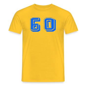 60. 60 ANS. 60e ANNIVERSAIRE. ANNIVERSAIRE 60 ANS. - T-shirt homme - jaune - Devant - AI Model Male 178 dark (178cm)
