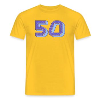 50. 50 JAHRE. 50-JÄHRIGES JUBILÄUM. 50-JÄHRIGES JUBILÄUM. - Männer T-Shirt - Gelb - Vorne - AI Model Male 178 dark (178cm)