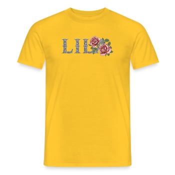 Vintage Floral ILAB Name Lettering - Men's T-Shirt - yellow - Front - AI Model Male 178 dark (178cm)