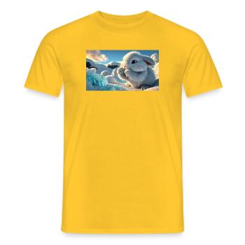 Niedlicher Schneehase mit Eiskristallen - Men's T-Shirt - yellow - Front - AI Model Male 178 dark (178cm)