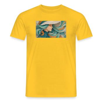 Flowing Color Portrait Turquoise - Men's T-Shirt - yellow - Front - AI Model Male 178 dark (178cm)
