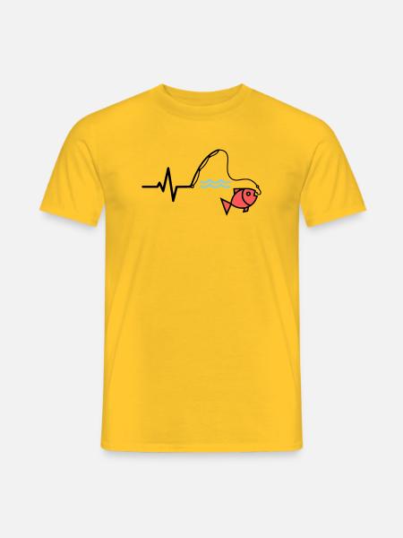 Puls Angelrute Fisch Farbig - Männer T-Shirt - Gelb
