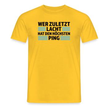 Wer zuletzt lacht höchsten Ping Gamer Shirt - Männer T-Shirt - Gelb - Vorne - AI Model Male 178 dark (178cm)